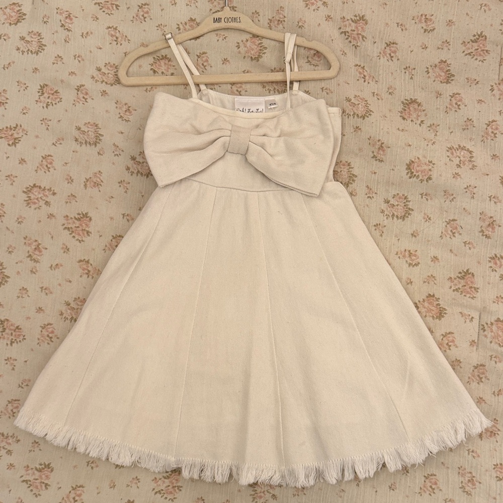 Ooh! La, La! Couture Cream Bow-Front Spaghetti Strap Dress